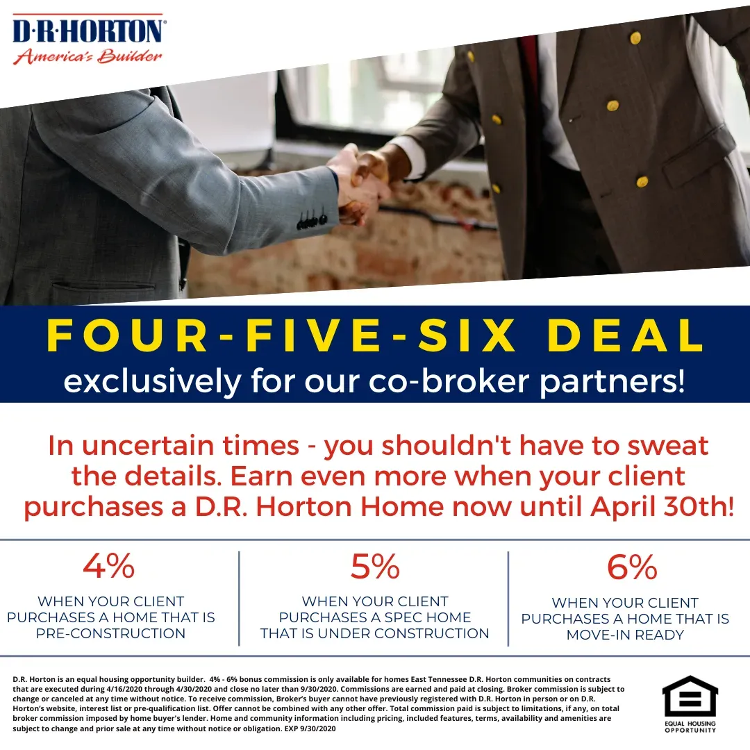 D.R. Horton co-broker "Four-Five-Six Deal" promotional graphic