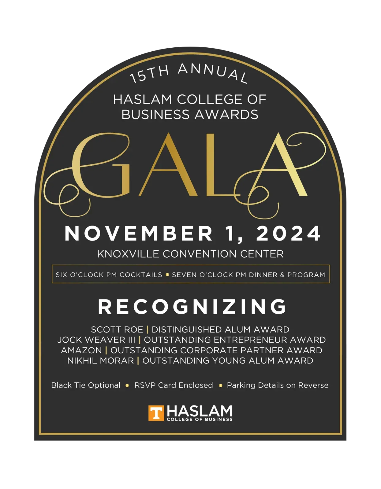 Reply card for the 2024 Haslam Gala