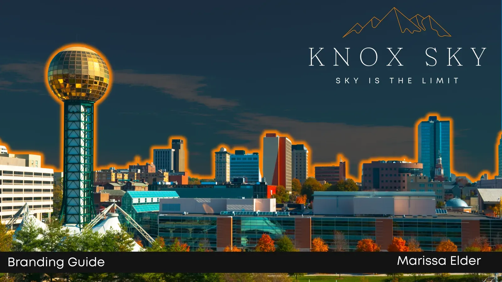 KnoxSky branding guide cover over the Knoxville skyline